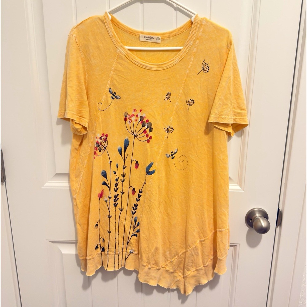 Jess & Jane Women's Orange 100% Cotton Knit Tunic Blouse asymmetrical hem S